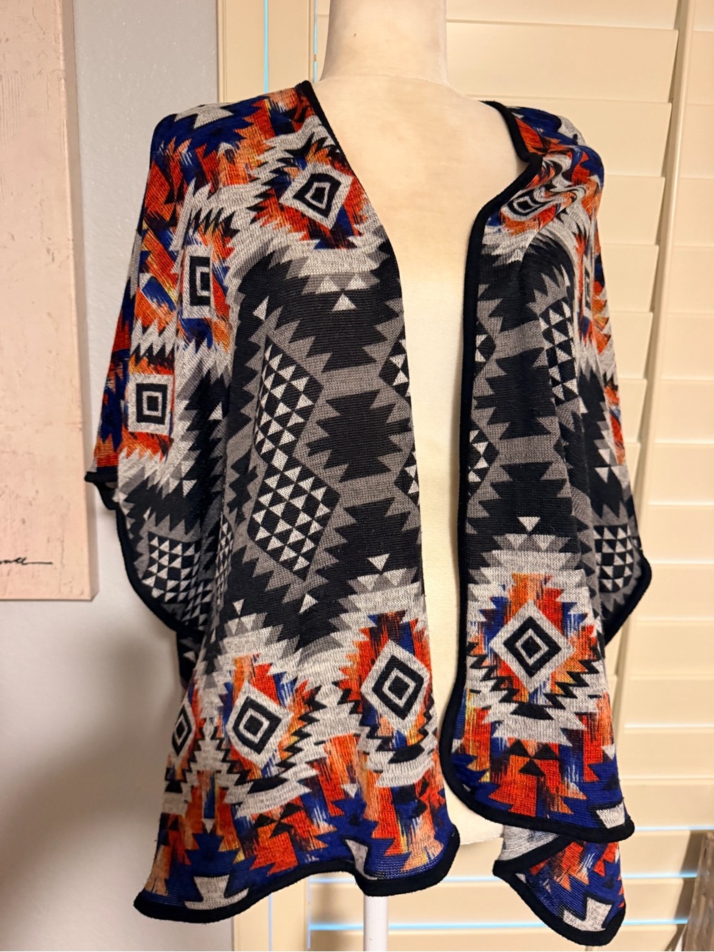 Belle du Jour Southwestern Poncho Cardigan Kimono Small